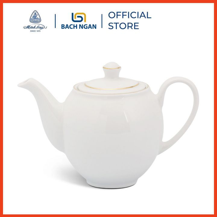 Bộ Ấm Trà Camellia 0.5L Viền Chỉ Vàng - Gốm sứ cao cấp Minh Long I