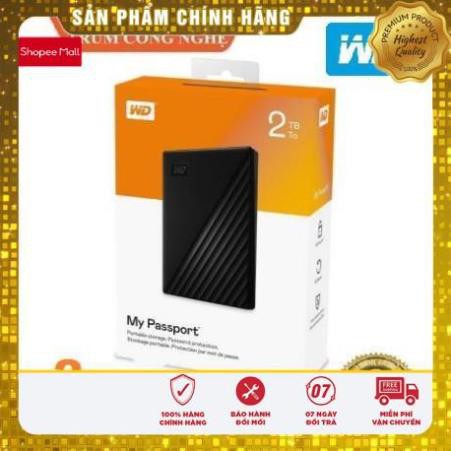 (giá khai trương) Ổ cứng di động HDD Portable 2TB 1TB WD My Passport (Bản mới mỏng hơn - Màu đen)