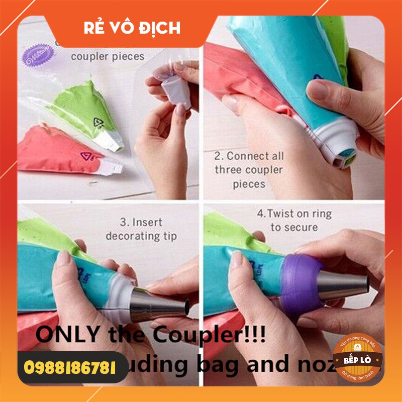 Chốt giữ đui/khớp nối đui 3 màu kem, bắt bông bánh kem trang trí bánh sinh nhật