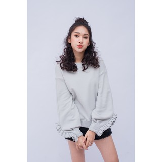 Áo Nỉ Không Mũ BOO Nữ Bèo Nhún Tay Boo