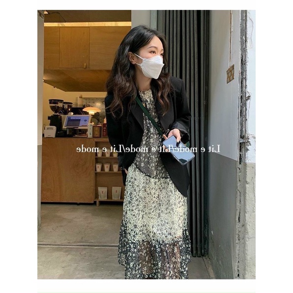 Váy xuông voan hoạ tiết xinh xắn