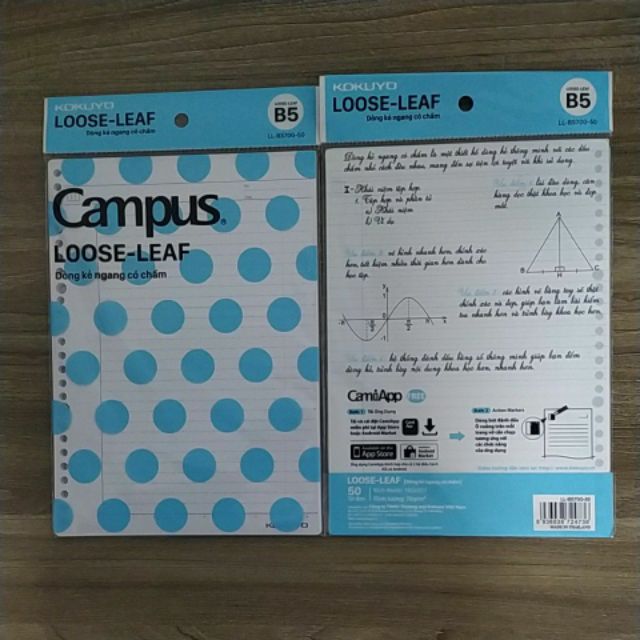 Túi giấy lỗ ( 50 tờ ) Campus Loose-Leaf Dòng kẻ ngang có chấm LL-BS70G-50