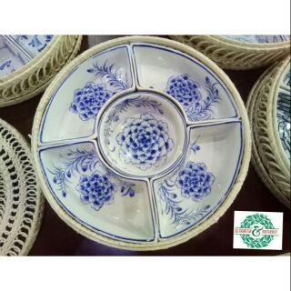 Bộ khay đồ ăn kết hợp mây tre đan