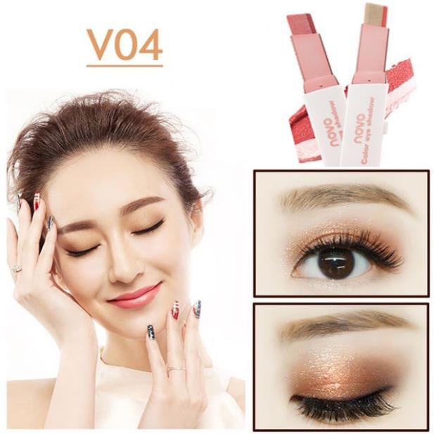 Bút sáp màu mắt NOVO Eyeshadow Double Color Grandient Stick (Phấn mắt NOVO dạng thỏi 2 màu có ánh nhũ) - YZ01