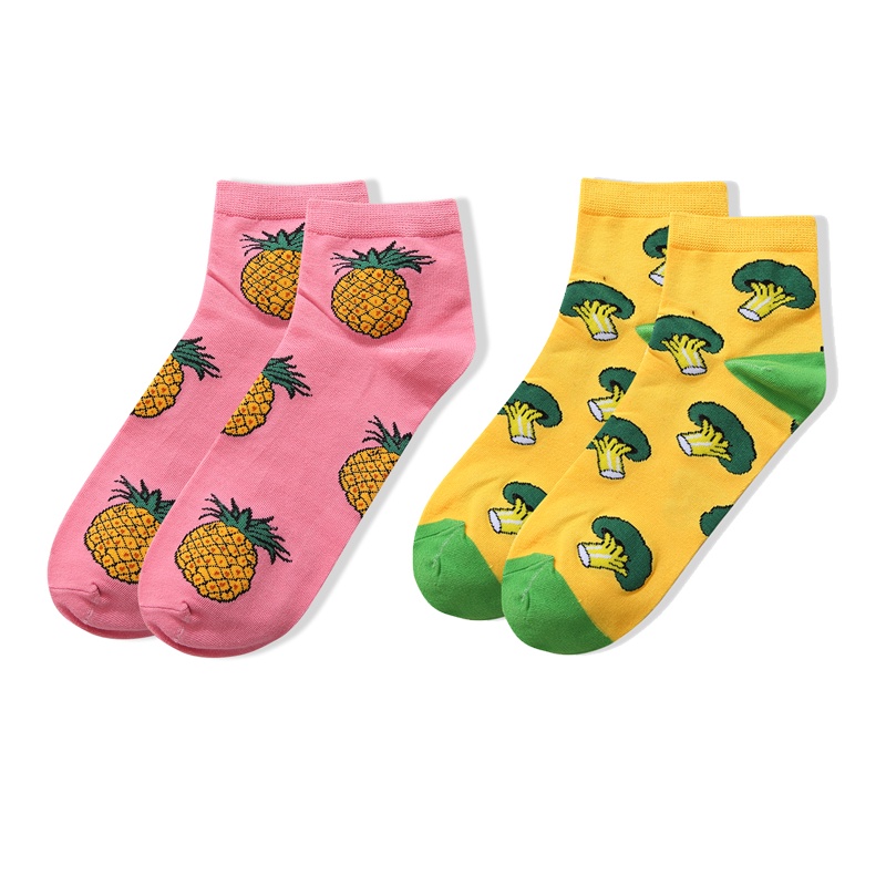 Vớ Cổ Ngắn In Họa Tiết Trái Cây Hoạt Hình Nhiều Màu Thoải Mái Cho Nữ