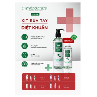 Gel Rửa Tay Khô Milaganics Bạc Hà 250ml
