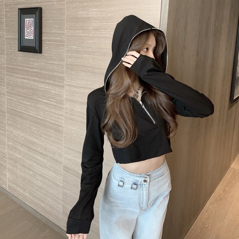 Áo hoodie lửng tay dài thiết kế trẻ trung cá tính