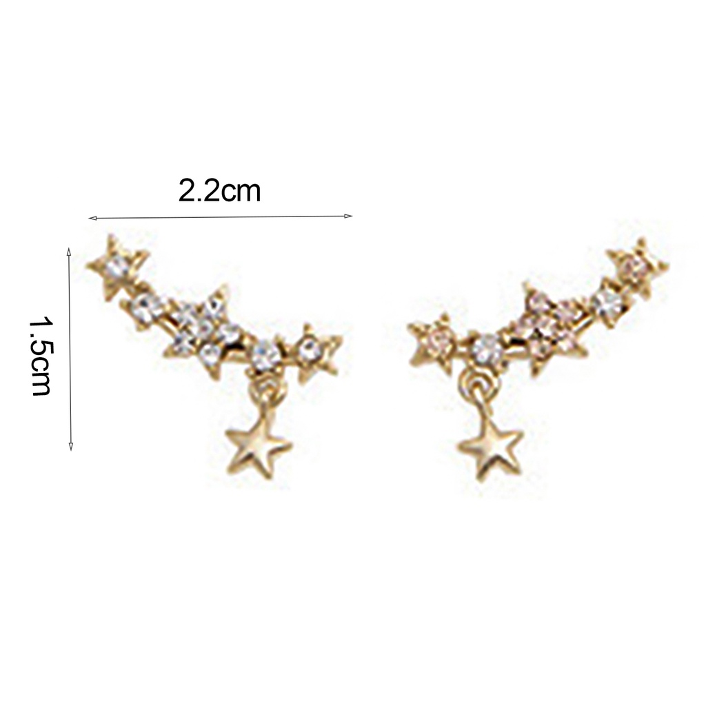 Cặp khuyên vành tai thiết kế ngôi sao 5 cánh đính đá lấp lánh sang trọng cá tính dành cho nữ