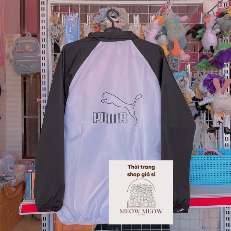 Áo khoác dù logo Puma form rộng 2 lớp nam nữ