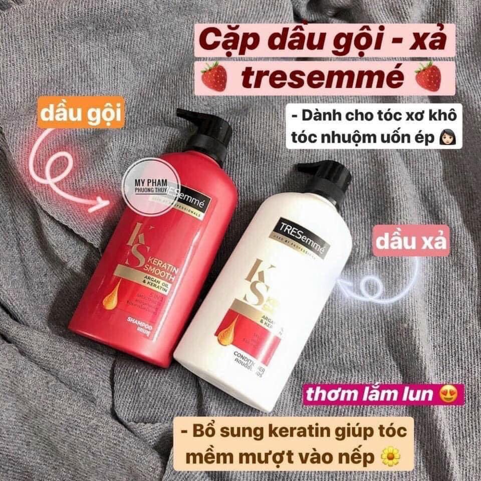 [Nội Địa Thái] Dầu gội đầu Tresemme KERATIN SMOOTH màu đỏ cặp dầu gội xả thái lan 450ml, 5 trong 1 suôn mượt