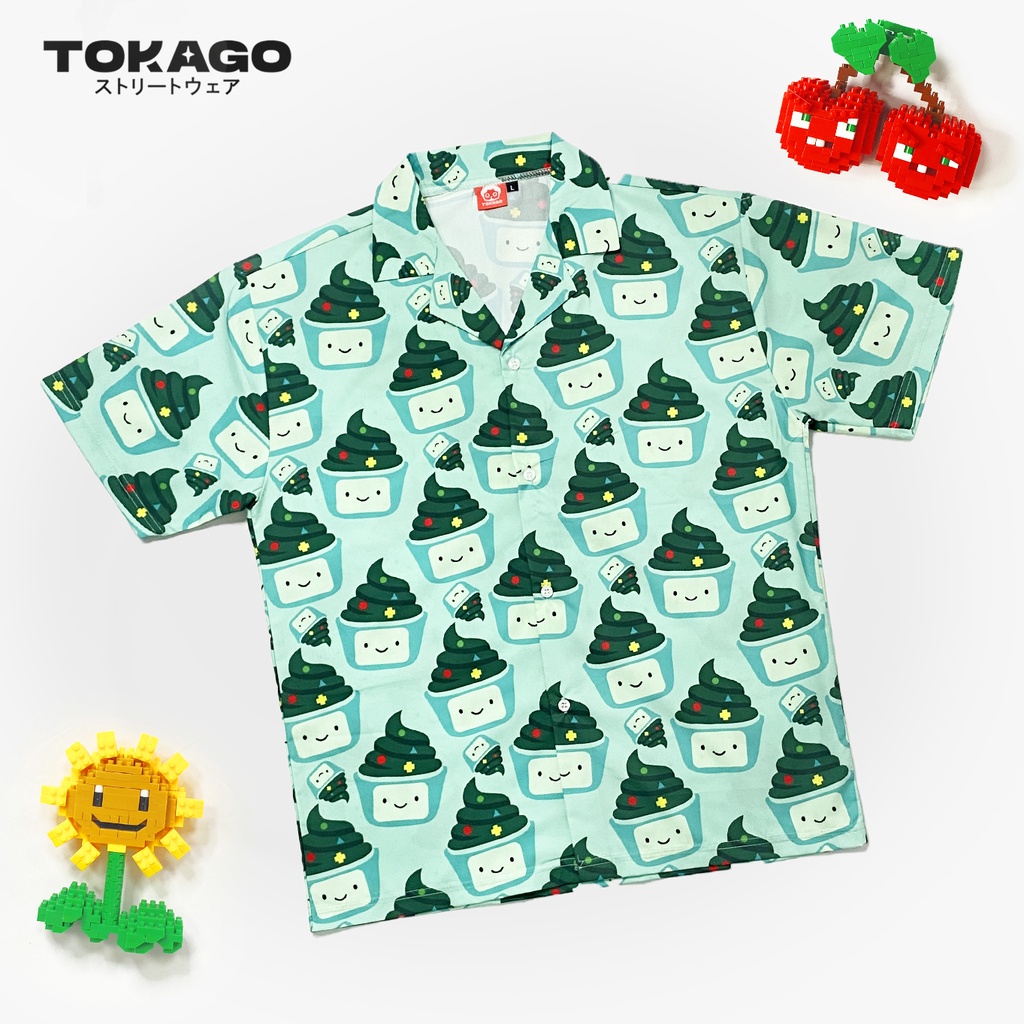 Áo sơ mi Tokago V2 hoạ tiết hoạt hình, áo ngắn tay nam nữ mặc nhà, đi biển form rộng, nhiều màu