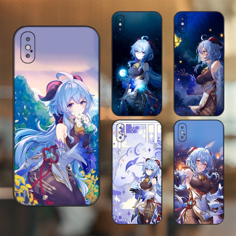 Ốp lưng iPhone X, Xs dẻo đen cạnh vuông in hình Ganyu Genshin Impact