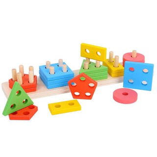 Giáo Cụ Montessori-Bảng Phân Loại Hình Khối Màu Sắc Bằng Gỗ Benrikids Cho Bé