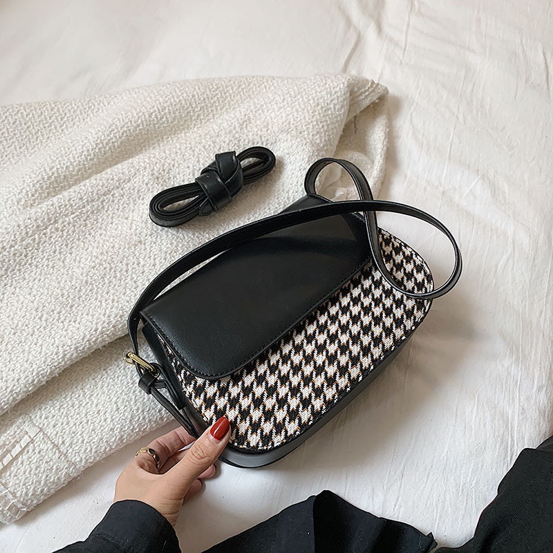 Túi xách nữ, túi đeo chéo, đeo vai, 3 ngăn nắp da trơn vải dạ cao cấp Little_Lisa_Store 368