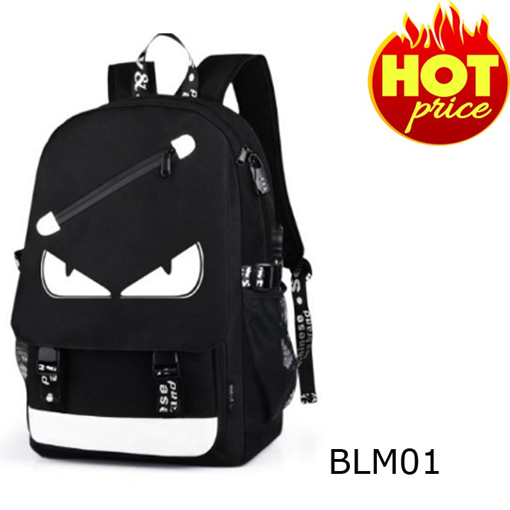 Balo nam nữ đi học thời trang phát sáng Baloking hình Mắt độc đáo - TẶNG cáp sạc USB - Cặp đi học HOT nhất 2023