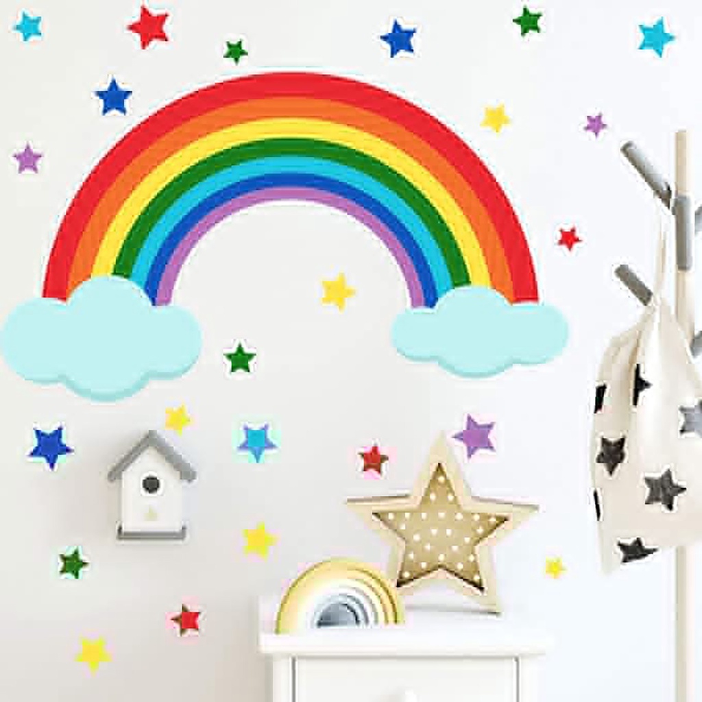 Sticker dán tường hình ngôi sao và cầu vồng