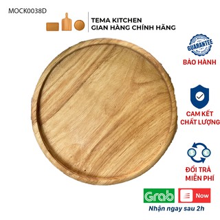 Khay gỗ decor Tema Kitchen hình tròn tiện dụng - Khay đựng đồ ăn chất liệu gỗ tần bì tự nhiên size vừa