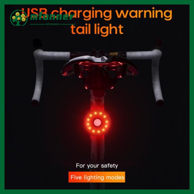 Đèn Led Cảnh Báo Gắn Đuôi Xe Đạp 5 Bánh Răng Có Thể Sạc Lại Bằng Cổng Usb