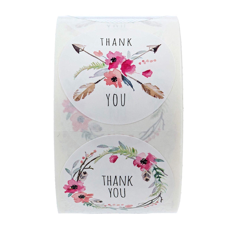 Cuộn 500 sticker dán hình chữ Thank You dùng cho trang trí tiện dụng