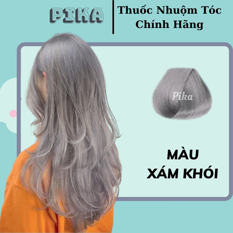 Thuốc Nhuộm Tóc Màu Xám Khói By Pika Tặng Kèm Trợ Nhuộm, Găng Tay