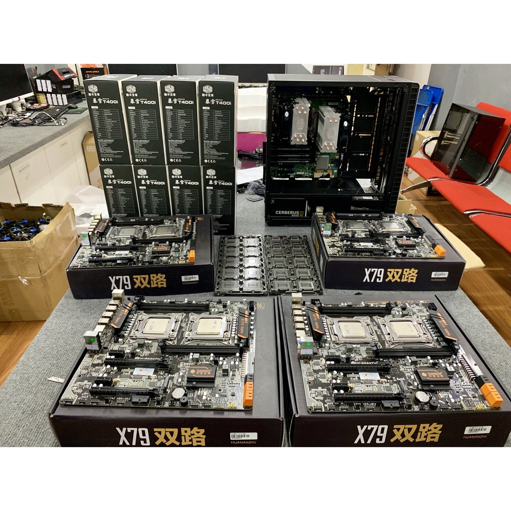 Bộ CASE Dual XEON Cho AE Cày NOX  X79 + CPU E5 2670 X2 + Tản Nhiệt T410i RGB X2 + Ram 48GB ECC Samsung + VGA RX 550 4G | BigBuy360 - bigbuy360.vn