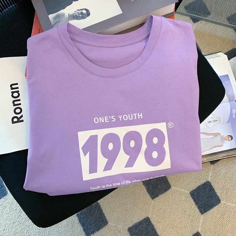 Áo Thun Nữ Ngắn Tay In Chữ Phong Cách Năng Động