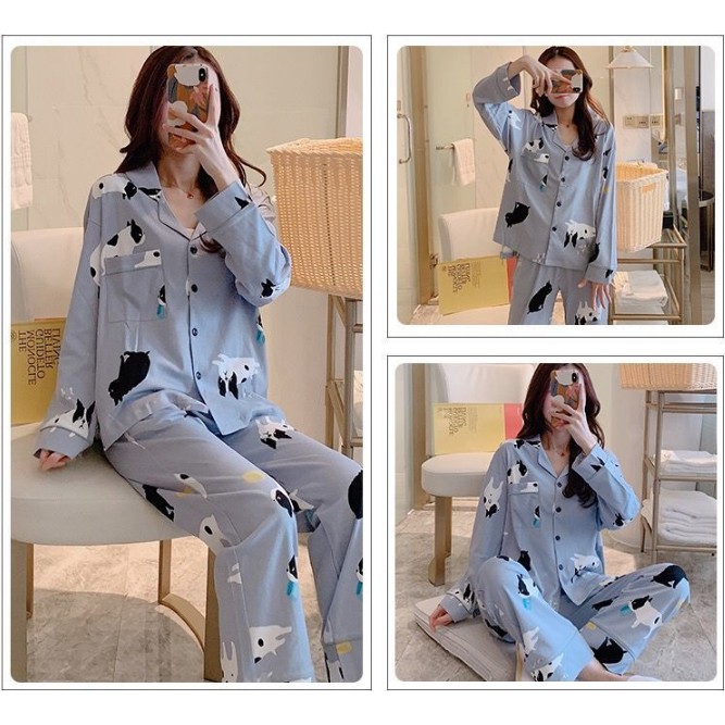 Đồ Bộ Nữ Pijama Tay Dài Quần Dài Cao Cấp Chất Dày Ấm