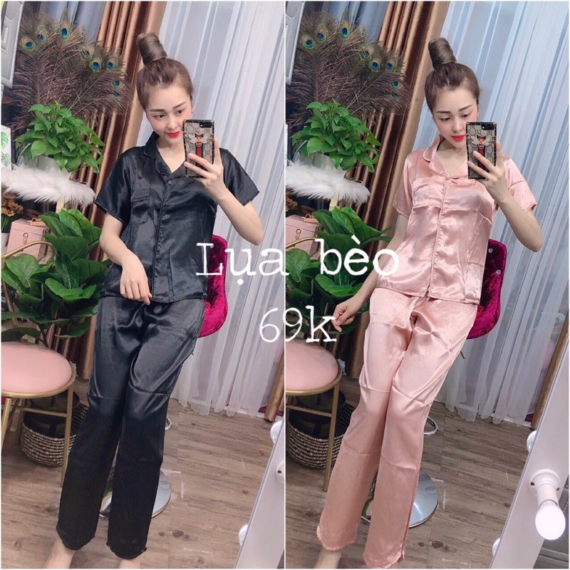 (XẢ KHO) Bộ pijama lụa phối sang chảnh