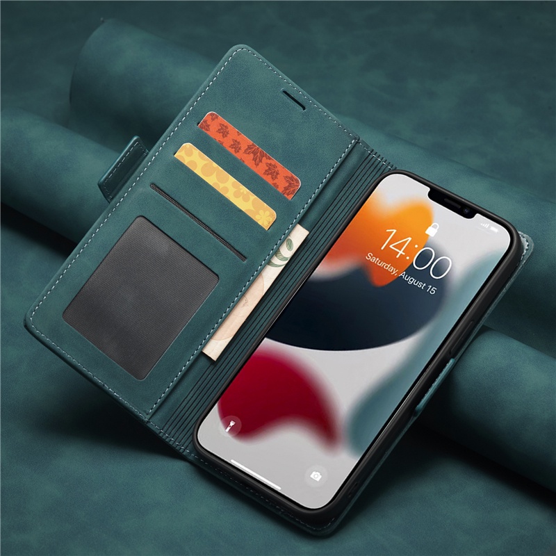 Vỏ Da Điện Thoại Mềm Có Ngăn Đựng Thẻ Cho IPhone 14 13 12 mini 11 Pro XS Max XR I8 I7 I6S Plus SE