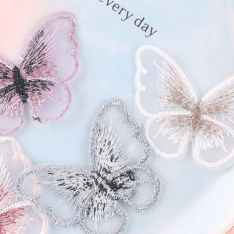 Miếng Dán Ủi Quần Áo Thêu Hình Bướm Hoạt Hình Dễ Thương DIY