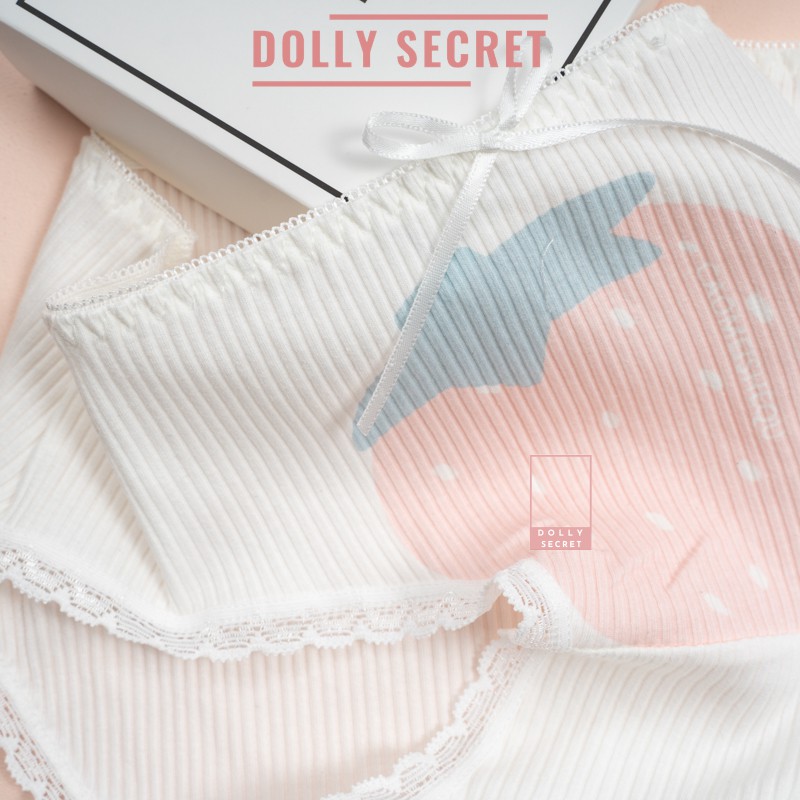 Quần lót nữ len tăm sợi tre chất liệu cotton cao cấp nâng mông hình trái dâu dễ thương đáng yêu DOLLY SECRET QL009