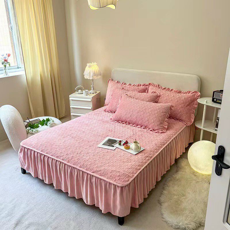 Sét ga gối trần  phủ bánh bèo nỉ nhung 3 lớp dày dặn -hàng nhập khẩu cao cấp