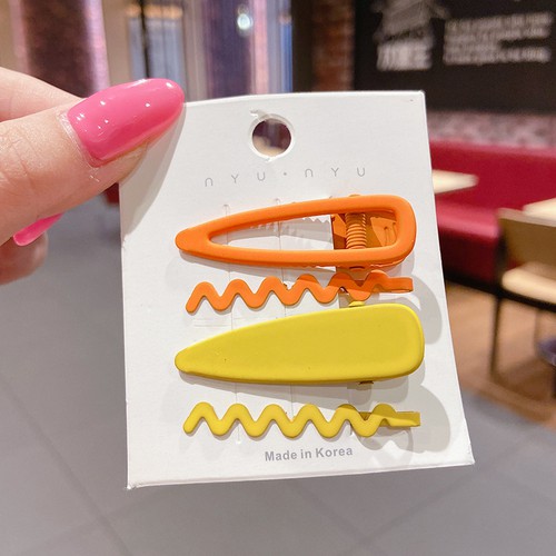 Set 4 Kẹp Tóc Gợn Sóng Nhiều Màu Xinh Xắn Phong Cách Hàn Quốc