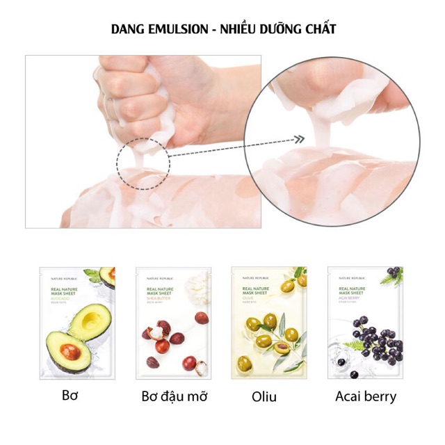 Combo 10 Mặt Nạ Dưỡng Da Nature Republic Real Nature Mask Sheet