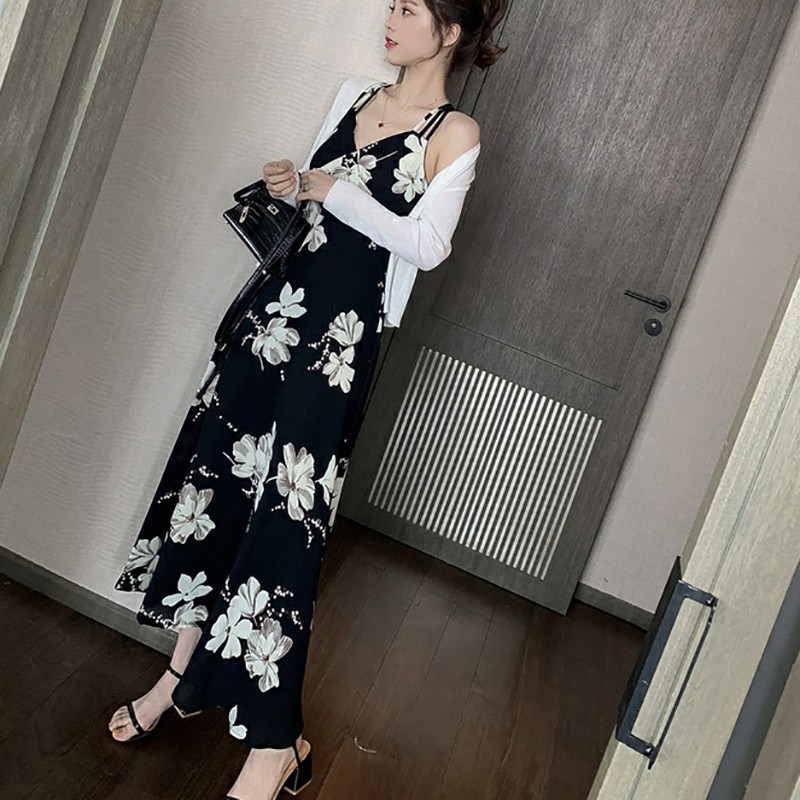 Váy Nữ Đầm Maxi Họa Tiết Hoa Thiết Kế Cổ Chữ V Quyến Rũ Dành Cho Nữ