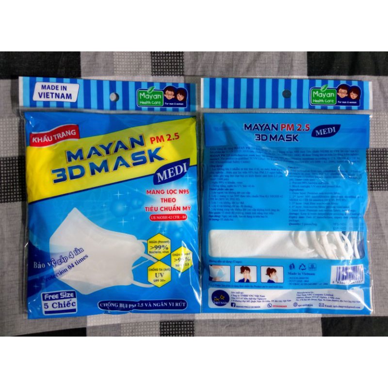 Khẩu trang Mayan 3D lọc bụi mịn PM2.5 màn lọc chuẩn N95 Hoa Kỳ