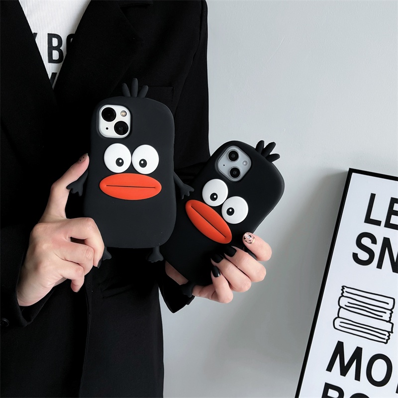 Ốp Điện Thoại Silicone Mềm Hình Vịt Xúc Xích Kèm Móc Khóa Cho Iphone 14 13 12 11 Pro MAX 14Plus X XS MAX XR 6 6S 7 8 PLUS