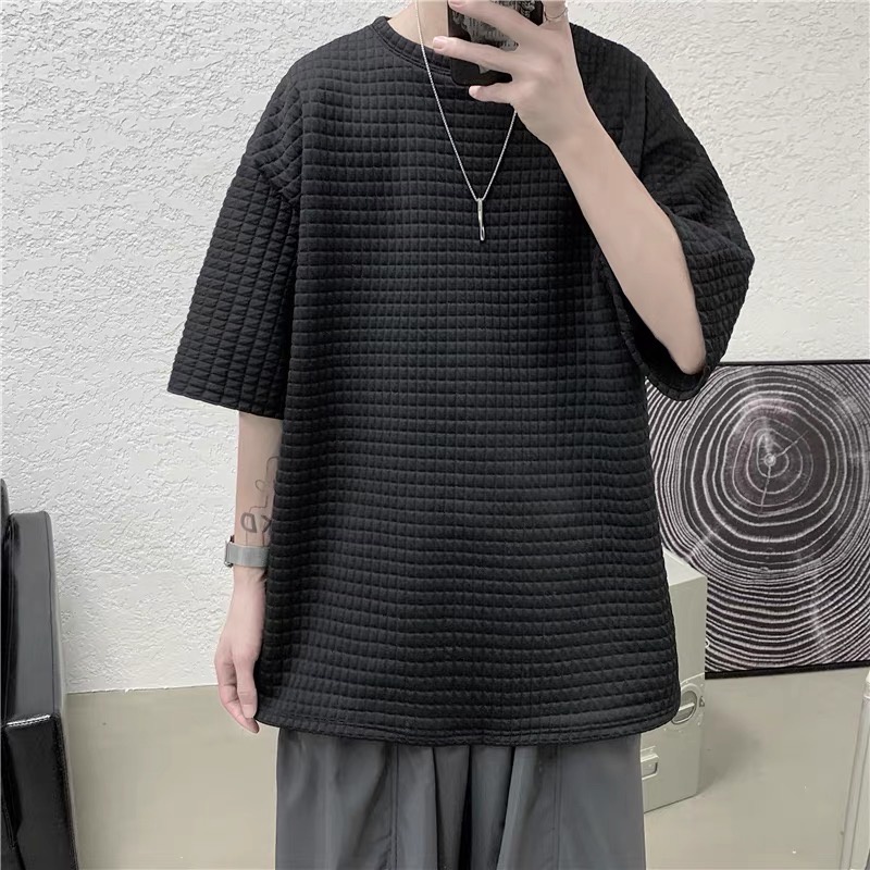 ÁO THUN TRƠN VẢI BÔNG TRẦN NỔI UNISEX SIZE M-2XL