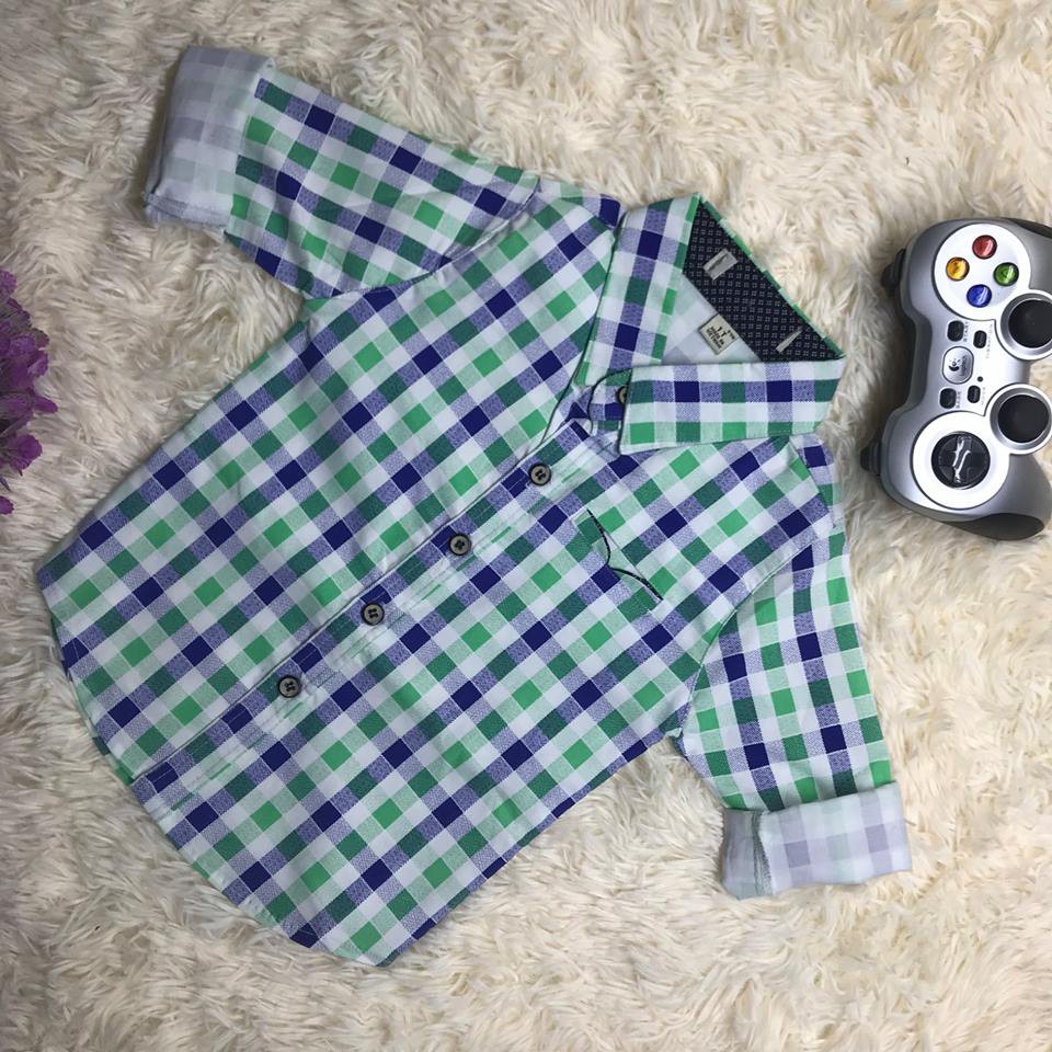 Áo sơ mi bé trai từ 10 đến 26kg có 2 màu