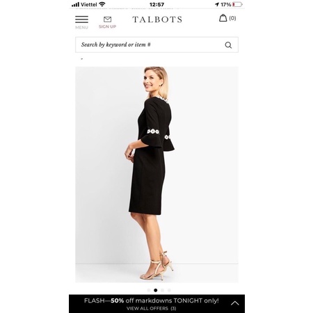 Đầm Talbots xuất dư tay loe nhẹ rất sang