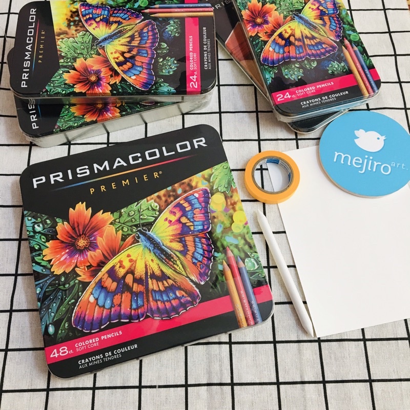 Bút chì màu Prismacolor Primier Soft cao cấp set 12 24 48 màu -  Kèm blend băng keo và giấy vẽ - bút siêu mềm hộp thiếc