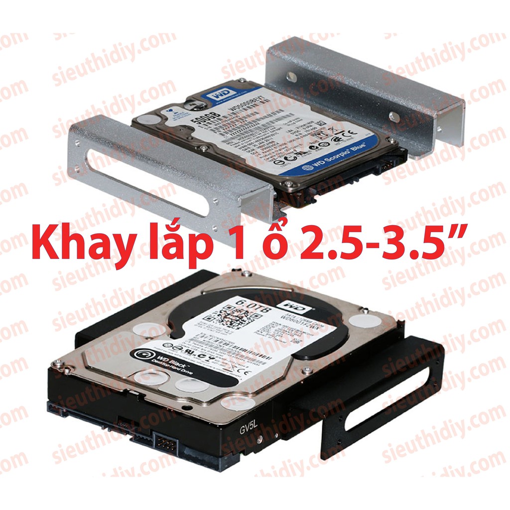 Khay chuyển nhôm cho ổ cứng ssd 2.5", hdd 3.5" gắn chỗ DVD 5.25"