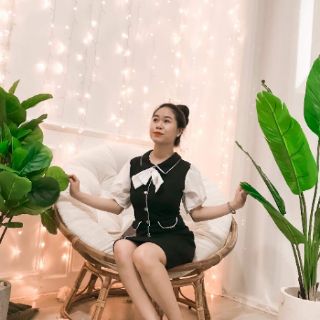 Đầm tiểu thư phối nơ cổ trắng đen(myle)