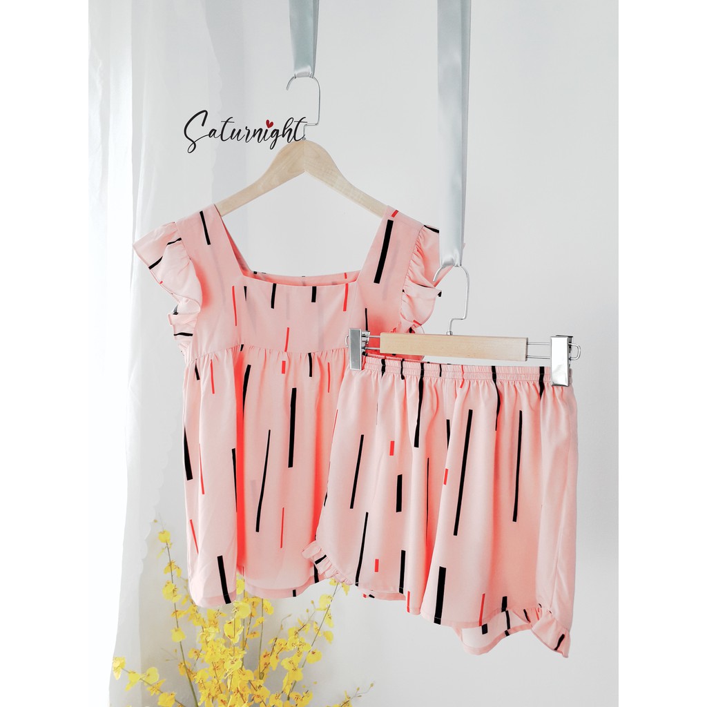 Đồ bộ nữ mặc nhà, set bộ ngắn tay dành cho nữ SATURNIGHT H00204 Hồng FREESIZE