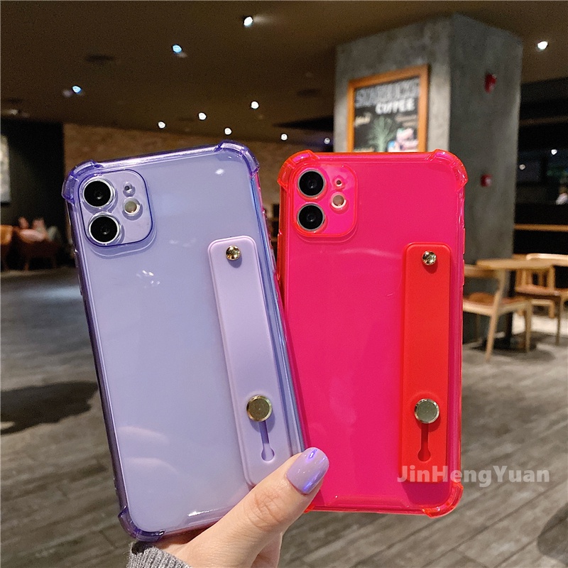 Ốp Điện Thoại Silicon Mềm Dạ Quang Có Dây Đeo Cổ Tay Cho iphone X XS Max XR 6 6 6S 7 8 PLUS SE2020