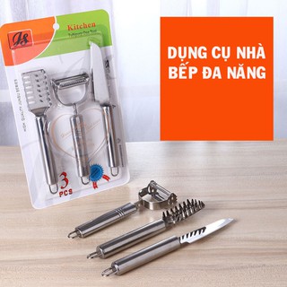 [SIÊU RẺ]Bộ dụng cụ 3 món dao, nạo rau-củ-quả-đánh vẩy cá inox tiện dụng giá siêu tiết kiệm