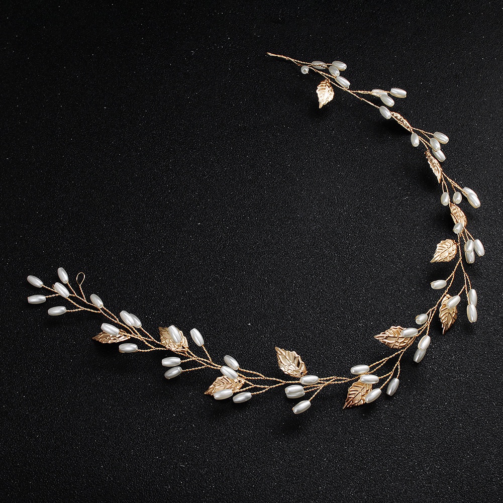 Cài tóc thiết kế lá và ngọc trai nhân tạo thanh lịch cho nữ