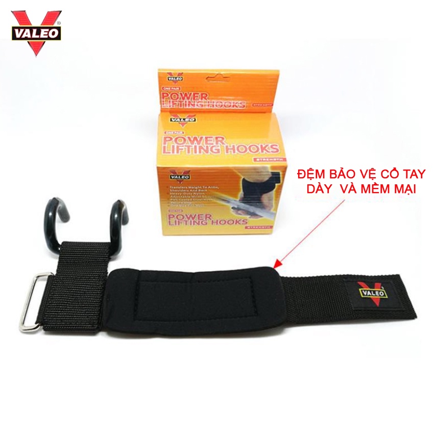 MÓC KÉO TẠ - DÂY KÉO LƯNG CÓ GẮN MÓC  VALEO LIFTING STRAPS - Hỗ trợ kéo tạ, lên xà tập lưng