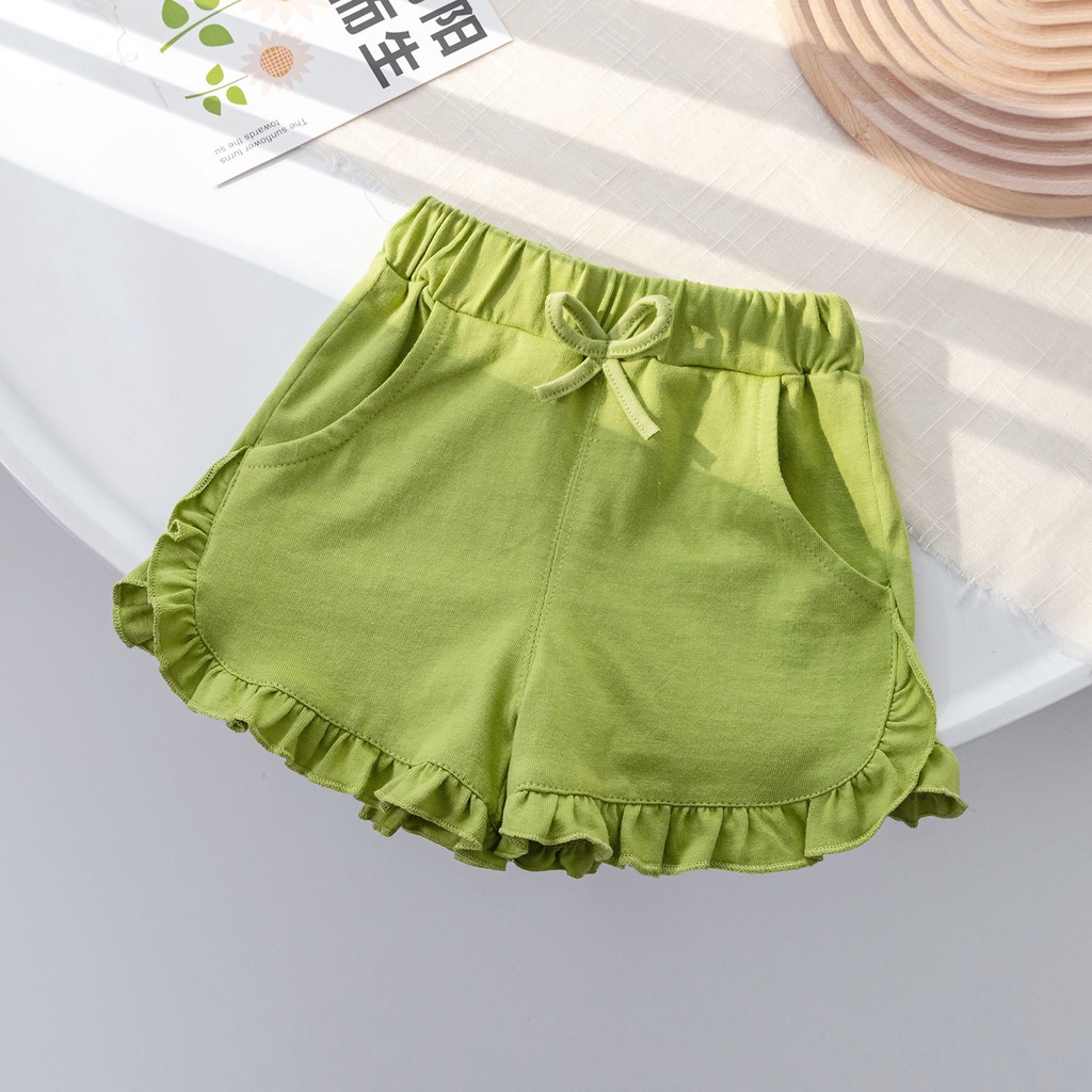 Quần Short Thể Thao Cotton Phối Ren Phong Cách Phương Tây Thời Trang Mùa Hè Hàng Mới 2022 Dành Cho Bé Gái