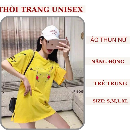 (ảnh thật) áo thun nữ🍓🍓 in hình pikachu, tay lỡ, form rộng, chất cottong mềm mát, stye ulzzang, giá rẻ.